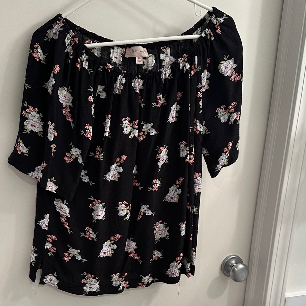 Philosophy Black Floral Blouse